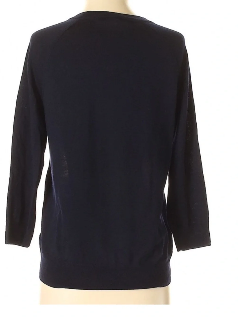 J. Crew long sleeve navy blue w Geometric design front merino wool/Silk sweater